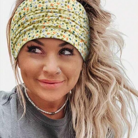 Women's Floral Printed Wide Headbands 4 Pack Non Slip Elastic Hair Accessories - Picture 4 of 7